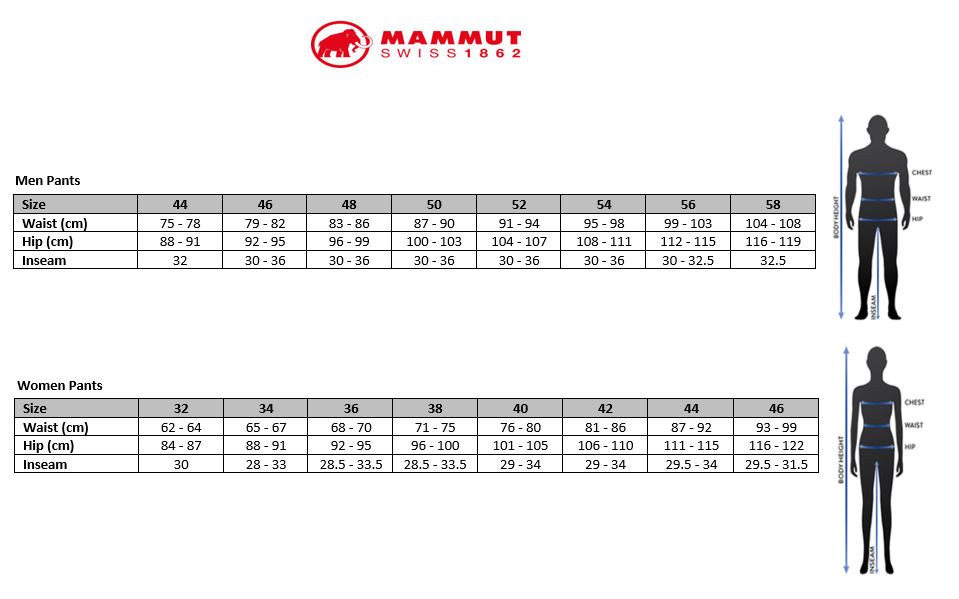 Mammut Pants Size Guide